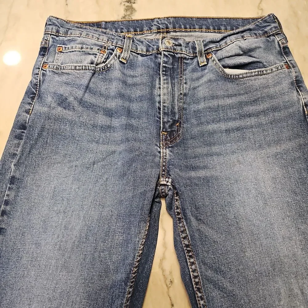 Levi's 514 Jeans Men's 36x34 Straight Slim Fit Stretch Blue Med Wash Denim